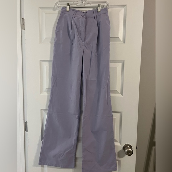 PRETTYLITTLETHING Lilac Peach Skin Straight Leg Trousers Size 2 NWT - Picture 4 of 9